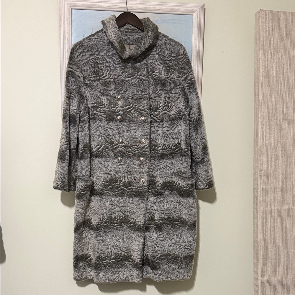 Chic Gray Teddy Jacket for Women trench faux fur coat